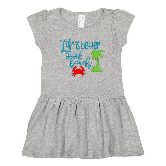 Inktastic Life is Better at the Beach Crab and Palm Tree Girls Toddler Dress