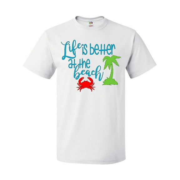Inktastic Life is Better at the Beach Crab and Palm Tree T-Shirt