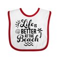 thumbnail image 1 of Inktastic Life is Better at the Beach with Sunshine Seashell and Palm Trees Boys or Girls Baby Bib, 1 of 4