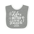 thumbnail image 1 of Inktastic Life is Better at the Beach with Sunshine Seashell and Palm Trees Boys or Girls Baby Bib, 1 of 4