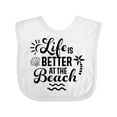 thumbnail image 1 of Inktastic Life is Better at the Beach with Sunshine Seashell and Palm Trees Boys or Girls Baby Bib, 1 of 4