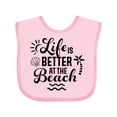 thumbnail image 1 of Inktastic Life is Better at the Beach with Sunshine Seashell and Palm Trees Boys or Girls Baby Bib, 1 of 4