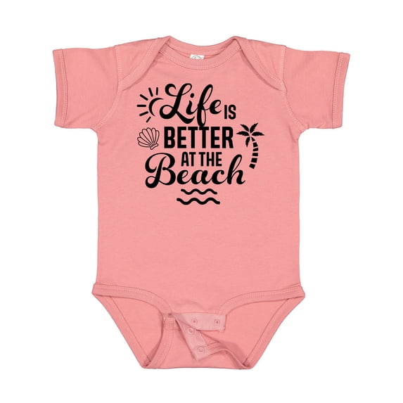 Inktastic Life is Better at the Beach with Sunshine Seashell and Palm Trees Boys or Girls Baby Bodysuit