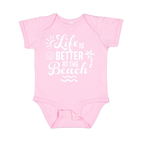 Inktastic Life is Better at the Beach with Sunshine Seashell and Palm Trees Boys or Girls Baby Bodysuit