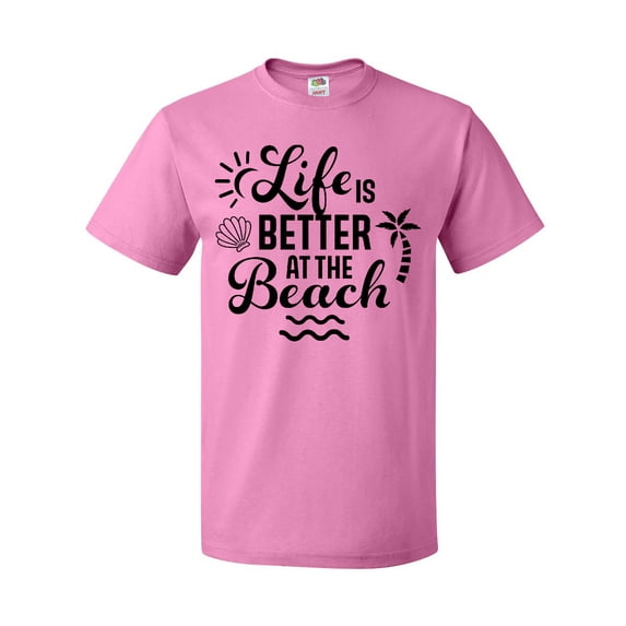 Inktastic Life is Better at the Beach with Sunshine Seashell and Palm Trees T-Shirt