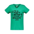 thumbnail image 1 of Inktastic Life is Better at the Beach with Sunshine Seashell and Palm Trees Women's V-Neck T-Shirt, 1 of 5
