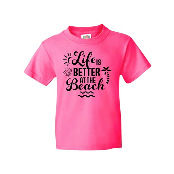 Inktastic Life is Better at the Beach with Sunshine Seashell and Palm Trees Youth T-Shirt