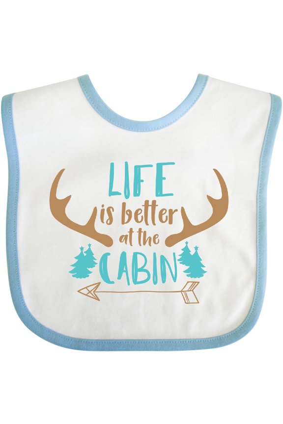 Life is Better at the Cabin, Deer Antlers, Camping Boys or Girls Baby Bib