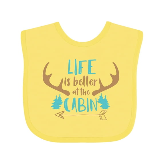 Inktastic Life is Better at the Cabin, Deer Antlers, Camping Boys or Girls Baby Bib