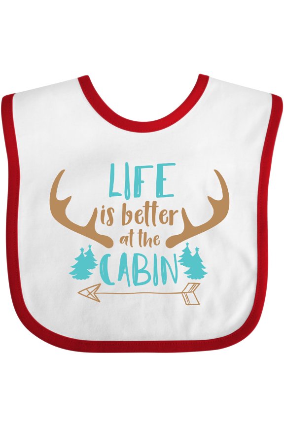 Life is Better at the Cabin, Deer Antlers, Camping Boys or Girls Baby Bib