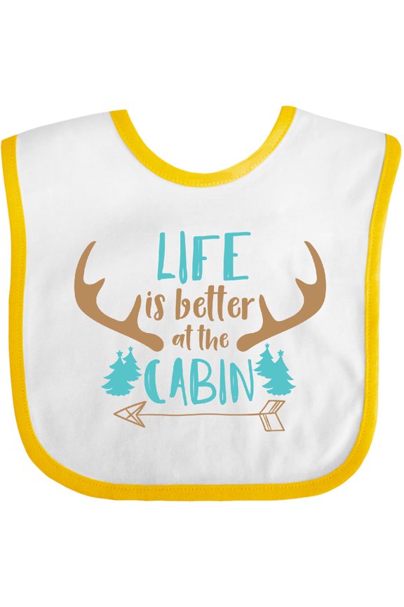 Life is Better at the Cabin, Deer Antlers, Camping Boys or Girls Baby Bib