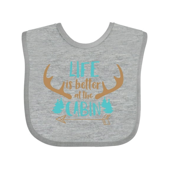 Inktastic Life is Better at the Cabin, Deer Antlers, Camping Boys or Girls Baby Bib
