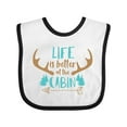 thumbnail image 1 of Inktastic Life is Better at the Cabin, Deer Antlers, Camping Boys or Girls Baby Bib, 1 of 4