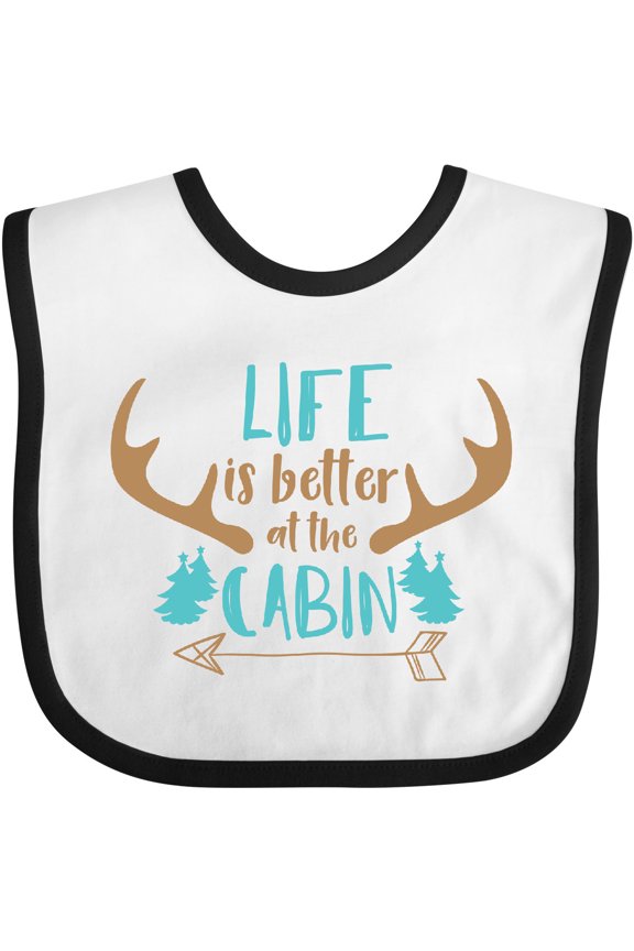 Life is Better at the Cabin, Deer Antlers, Camping Boys or Girls Baby Bib