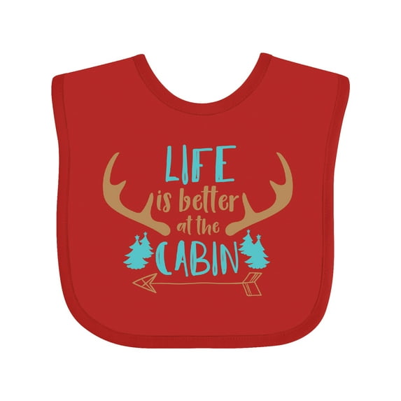 Inktastic Life is Better at the Cabin, Deer Antlers, Camping Boys or Girls Baby Bib