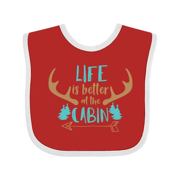 Inktastic Life is Better at the Cabin, Deer Antlers, Camping Boys or Girls Baby Bib