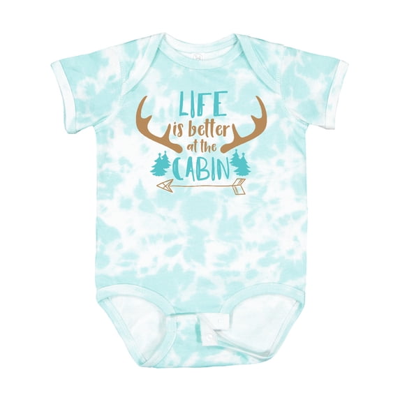 Inktastic Life is Better at the Cabin, Deer Antlers, Camping Boys or Girls Baby Bodysuit