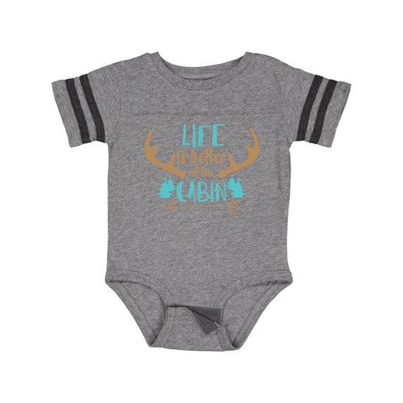 Inktastic Life is Better at the Cabin, Deer Antlers, Camping Boys or Girls Baby Bodysuit