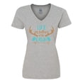 thumbnail image 1 of Inktastic Life is Better at the Cabin, Deer Antlers, Camping Women's V-Neck T-Shirt, 1 of 5