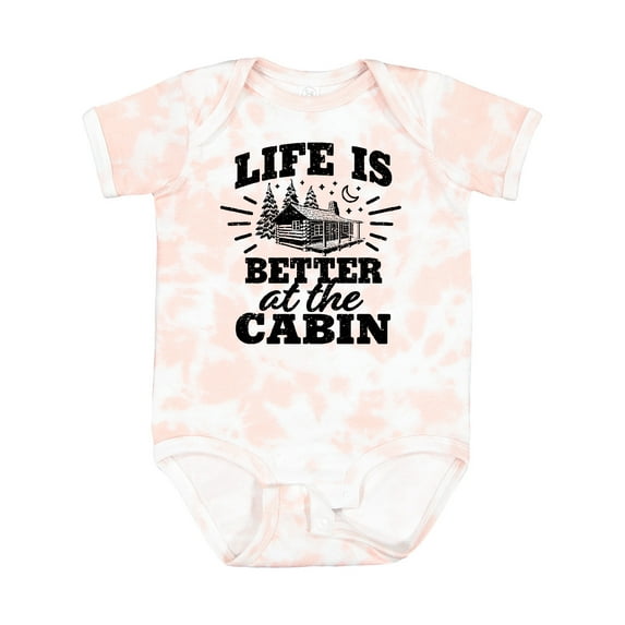 Inktastic Life is Better at the Cabin with Trees and Moon Boys or Girls Baby Bodysuit