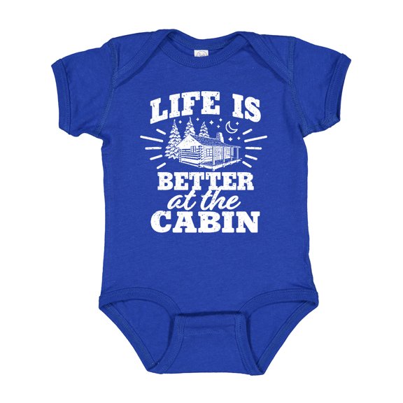 Inktastic Life is Better at the Cabin with Trees and Moon Boys or Girls Baby Bodysuit