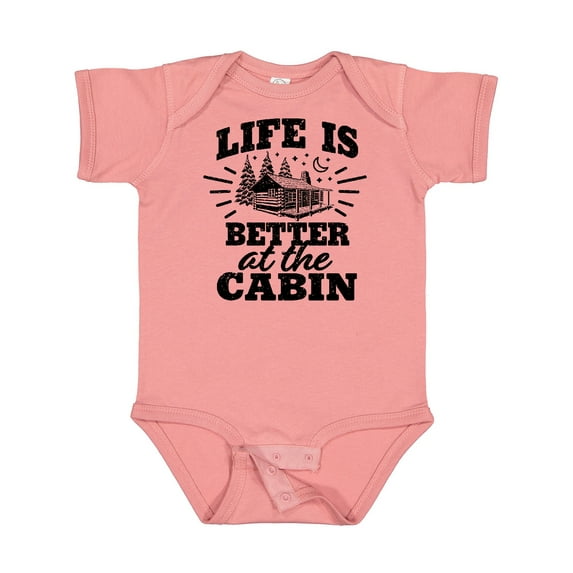 Inktastic Life is Better at the Cabin with Trees and Moon Boys or Girls Baby Bodysuit