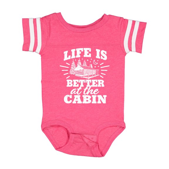 Inktastic Life is Better at the Cabin with Trees and Moon Boys or Girls Baby Bodysuit