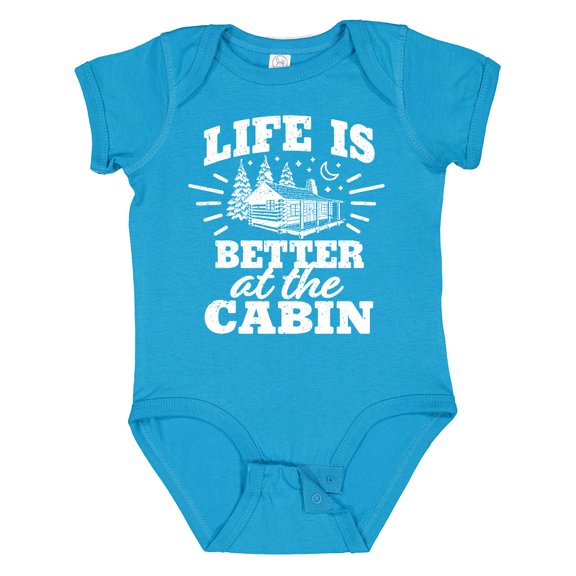 Inktastic Life is Better at the Cabin with Trees and Moon Boys or Girls Baby Bodysuit