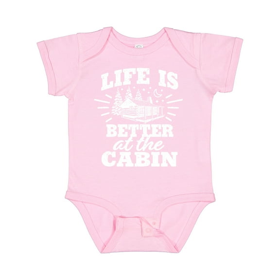 Inktastic Life is Better at the Cabin with Trees and Moon Boys or Girls Baby Bodysuit