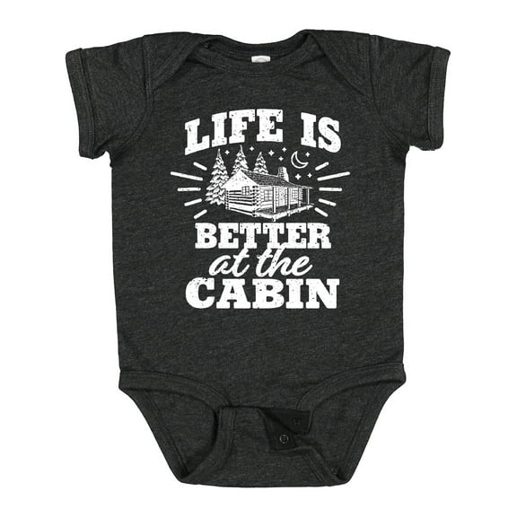 Inktastic Life is Better at the Cabin with Trees and Moon Boys or Girls Baby Bodysuit