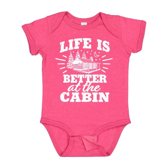 Inktastic Life is Better at the Cabin with Trees and Moon Boys or Girls Baby Bodysuit