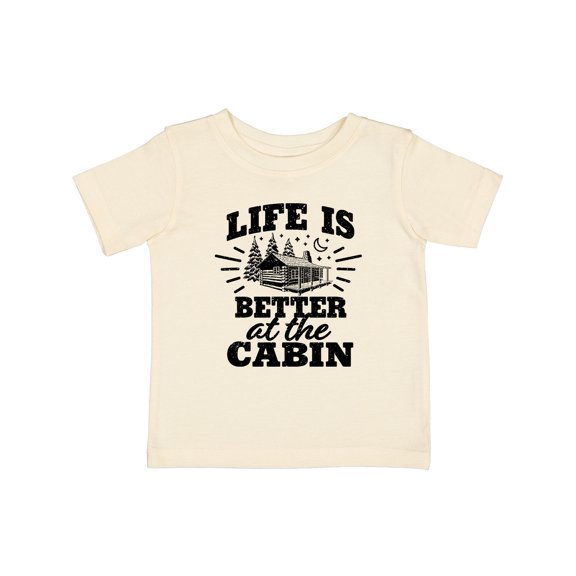 Inktastic Life is Better at the Cabin with Trees and Moon Boys or Girls Baby T-Shirt