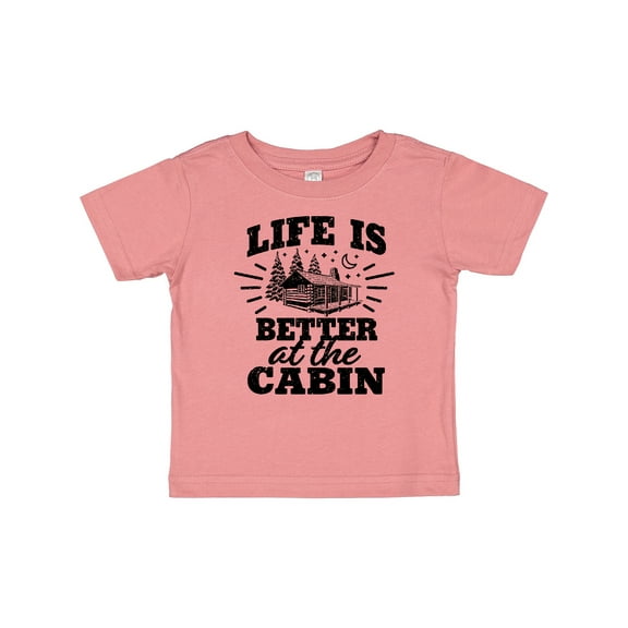 Inktastic Life is Better at the Cabin with Trees and Moon Boys or Girls Baby T-Shirt