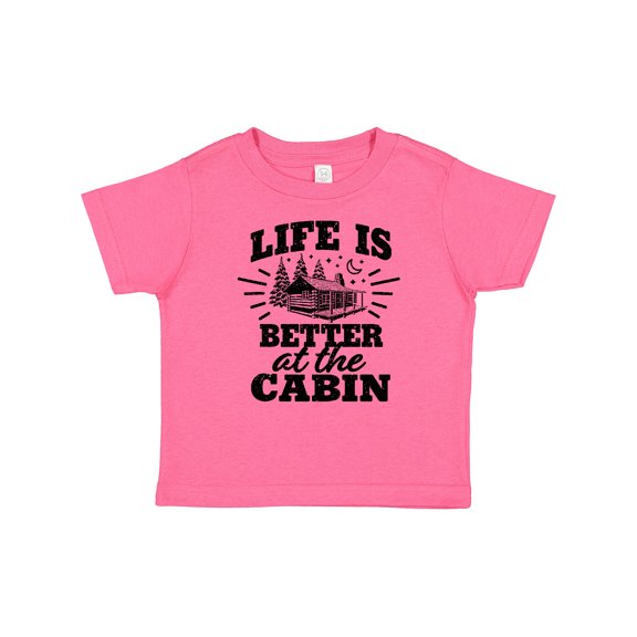 Inktastic Life is Better at the Cabin with Trees and Moon Boys or Girls Baby T-Shirt