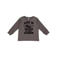 thumbnail image 1 of Inktastic Life is Better at the Cabin with Trees and Moon Boys or Girls Long Sleeve Toddler T-Shirt, 1 of 5