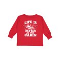 thumbnail image 1 of Inktastic Life is Better at the Cabin with Trees and Moon Boys or Girls Long Sleeve Toddler T-Shirt, 1 of 5