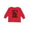 thumbnail image 1 of Inktastic Life is Better at the Cabin with Trees and Moon Boys or Girls Long Sleeve Toddler T-Shirt, 1 of 5