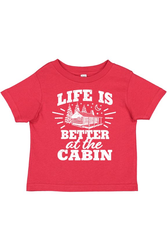 Life is Better at the Cabin with Trees and Moon Boys or Girls Toddler T-Shirt