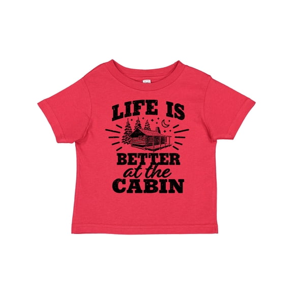 Inktastic Life is Better at the Cabin with Trees and Moon Boys or Girls Toddler T-Shirt