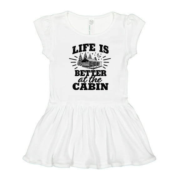 Inktastic Life is Better at the Cabin with Trees and Moon Girls Toddler Dress