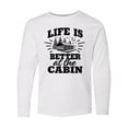 thumbnail image 1 of Inktastic Life is Better at the Cabin with Trees and Moon Long Sleeve Youth T-Shirt, 1 of 5
