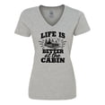 thumbnail image 1 of Inktastic Life is Better at the Cabin with Trees and Moon Women's V-Neck T-Shirt, 1 of 5