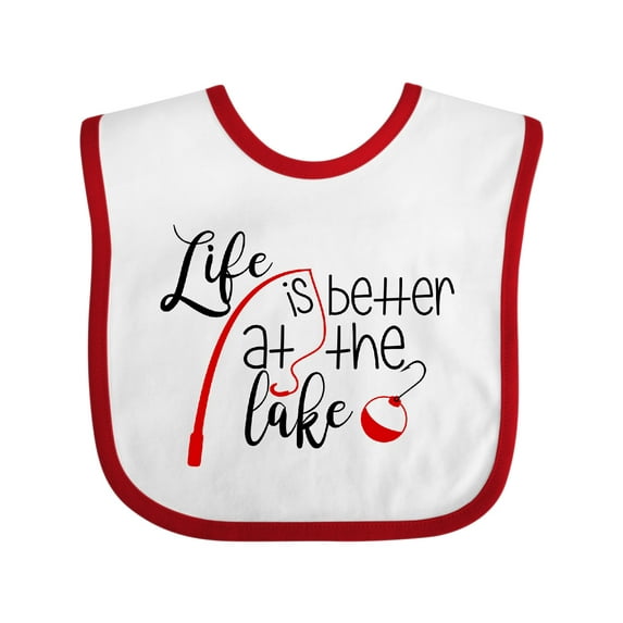 Inktastic Life is Better at the Lake Fishing Pole with Bobber Boys or Girls Baby Bib