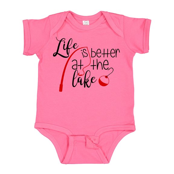 Inktastic Life is Better at the Lake Fishing Pole with Bobber Boys or Girls Baby Bodysuit