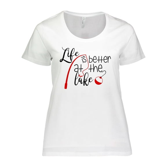 Inktastic Life is Better at the Lake Fishing Pole with Bobber Women's Plus Size T-Shirt