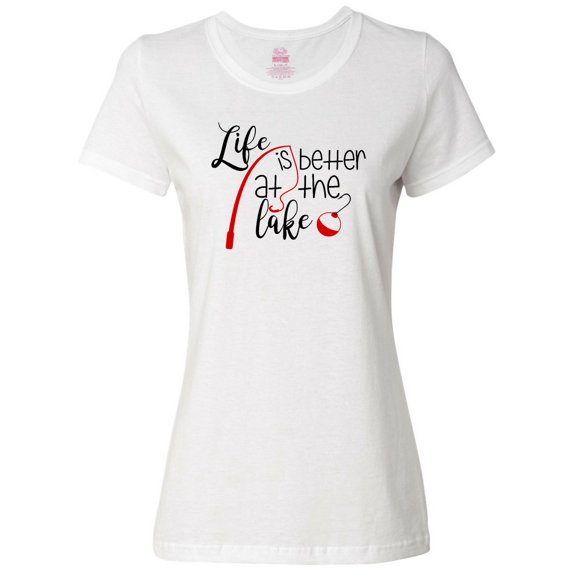 Inktastic Life is Better at the Lake Fishing Pole with Bobber Women's T-Shirt