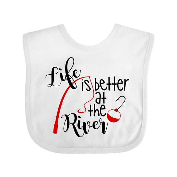 Inktastic Life is Better at the River Fishing Pole with Bobber Boys or Girls Baby Bib