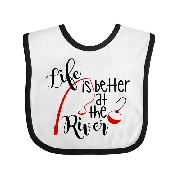 Inktastic Life is Better at the River Fishing Pole with Bobber Boys or Girls Baby Bib