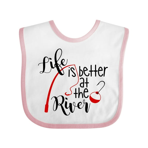 Inktastic Life is Better at the River Fishing Pole with Bobber Boys or Girls Baby Bib