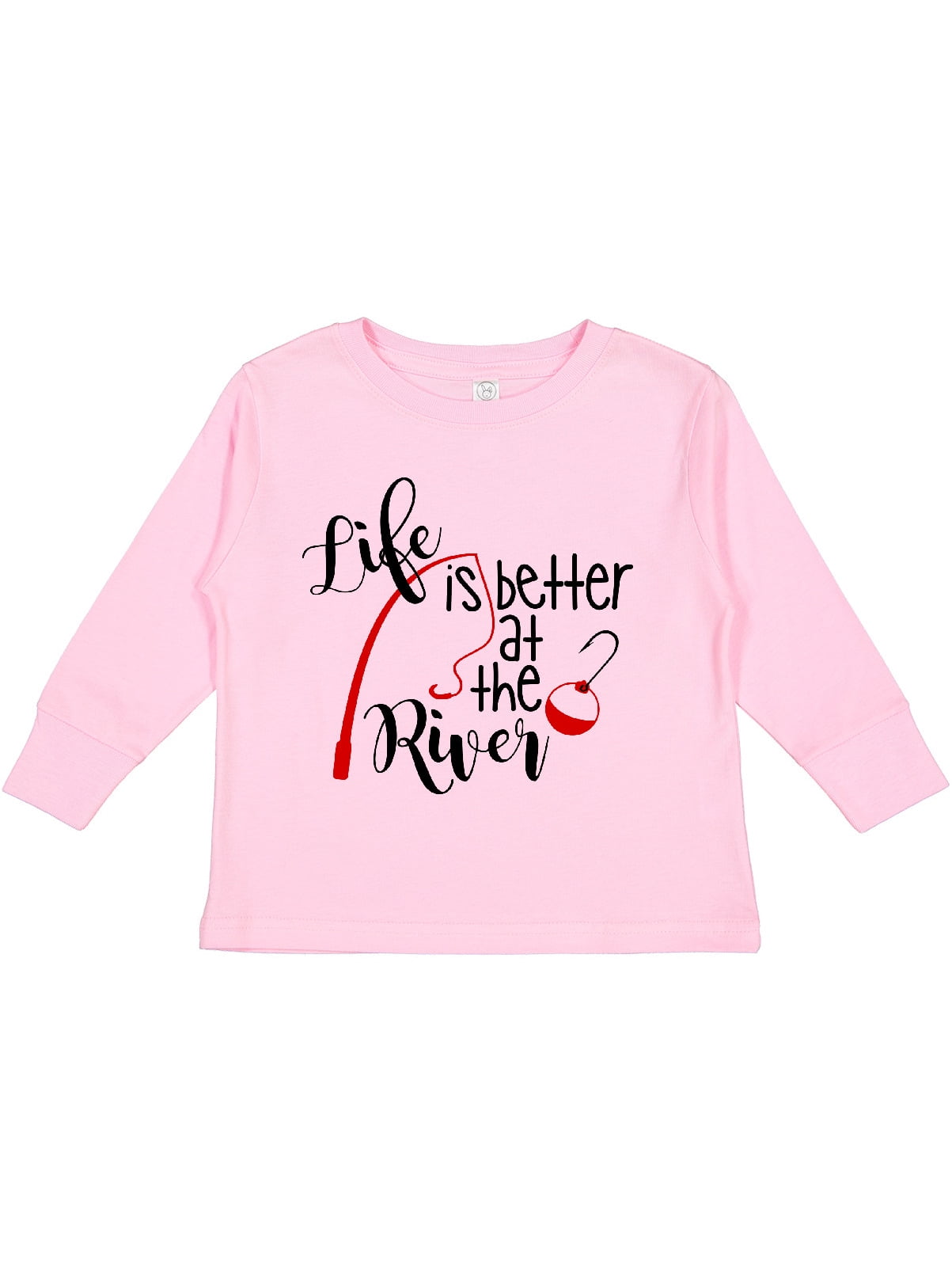 Inktastic Life is Better at the River Fishing Pole with Bobber Boys or  Girls Long Sleeve Toddler T-Shirt 